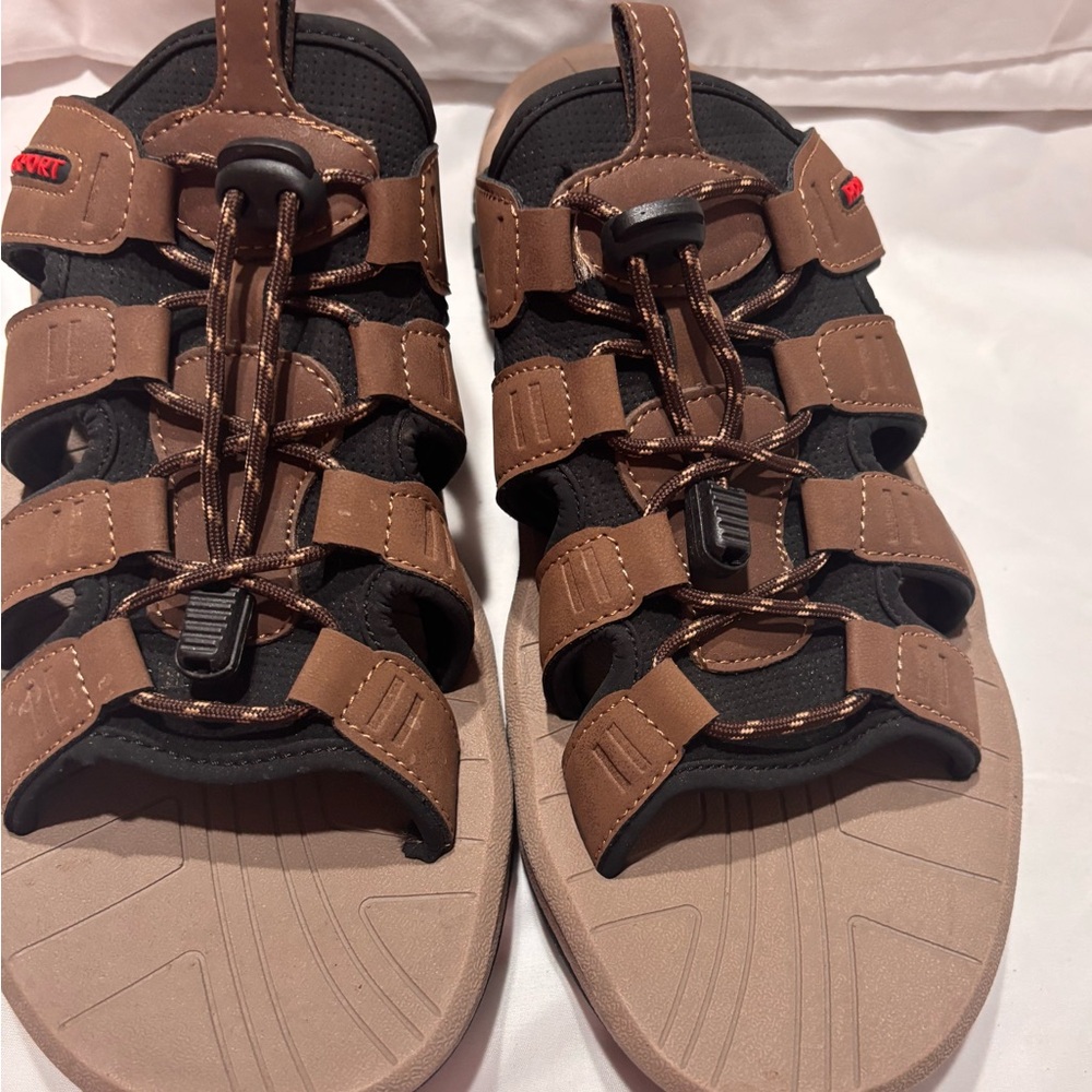 Brown and Black Sandals